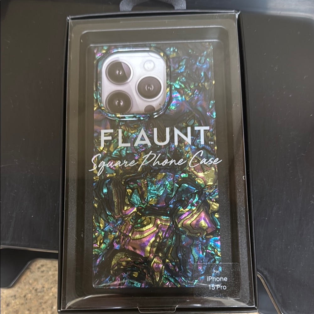 Black and Blue Phone Case with Iridescent Design - iPhone 15pro